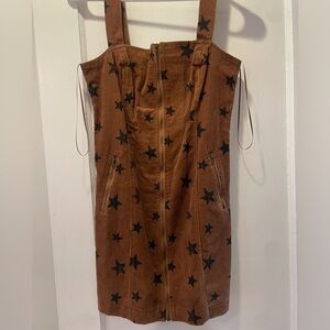 Alter’d State brown corduroy star print mini dress. size small